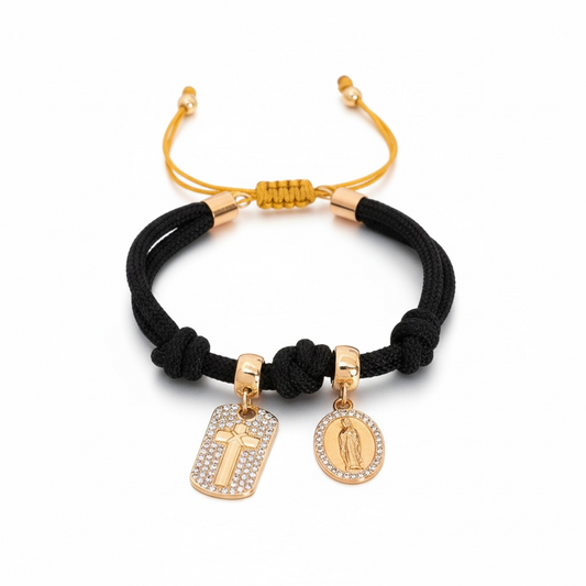 BRACELET WITH CROSS AND VIRGIN MARY